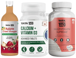 Combo Pack of Tata 1mg Multivitamin Supreme Capsule (60),Calcium+Vitamin D3 Advance Tablet (60) & Organic Apple Cider Vinegar (500ml)