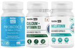 Combo Pack of Tata 1mg Calcium + Vitamin D3 Advanced Tablet (60), Melatonin Advanced Capsule (30) and Probiotics 30 Billion CFUs+ Capsule (60)