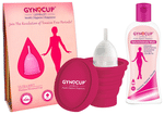 Gynocup Combo Pack of Menstrual Cup for Women (Medium), Menstrual Cup Sterilizer Container & Women Natural Intimate Wash (100ml) Transparent