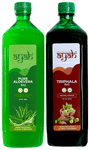 Ayah Combo Pack of Pure Aloe Vera Ras & Triphala Ras (1000ml Each)