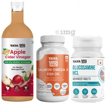 Combo Pack of Tata 1mg Glucosamine HCL 1500 mg Advanced Tablet (60),Salmon Omega 3 Advanced Capsule (60) & Organic Apple Cider Vinegar (500ml)