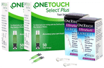 Combo Pack of 2 Boxes of OneTouch Select Plus Test Strip (50 Each) & 2 Boxes of OneTouch Ultrasoft Lancets (25 Each)