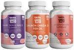 Combo Pack of Tata 1mg Multivitamin Supreme Capsule (60), Salmon Omega 3 Fish Oil Capsule (60) & Hair, Skin & Nails Supreme Capsule (60)