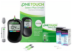 Combo Pack of OneTouch Select Plus Simple Glucometer with 10 Free Strips Black, OneTouch Select Plus Test Strip (50) & 2 Boxes of OneTouch Ultrasoft Lancets (25 Each)