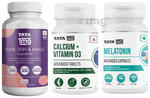Combo Pack of Tata 1mg Calcium + Vitamin D3 Advanced Tablet (60), Melatonin Advanced Capsule (30) and Hair, Skin & Nails Supreme Capsule (60)