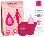 Gynocup Combo Pack of Menstrual Cup for Women (Medium), Menstrual Cup Sterilizer Container & Women Natural Intimate Wash (100ml) Pink