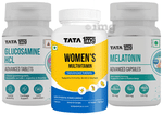 Combo Pack of Tata 1mg Women's Multivitamin Advanced Tablet (60), Glucosamine HCL Advanced Tablet (60) and Melatonin Advanced Capsule (30)