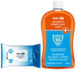 Combo Pack of Tata 1mg Antiseptic Liquid (500ml) & Tata 1mg Multipurpose Germ Protection Wipes (72)
