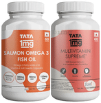 Combo Pack of Tata 1mg Multivitamin Supreme Capsule & Salmon Omega 3 Fish Oil Capsule (60 Each)