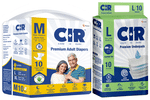 Combo Pack of CIR Premium Adult Unisex Diaper with Aloe Vera Medium (10) & Premium Underpad Large (10)