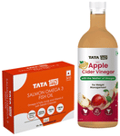 Combo Pack of Tata 1mg Salmon Omega 3 Fish Oil Capsule (30) & Tata 1mg Organic Apple Cider Vinegar with the “Mother of Vinegar” (500ml)