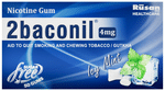 2baconil 4mg Nicotine Gums for Quit Smoking / Tobacco (For More Than 20 Cigarette/Day Smoker) Mint