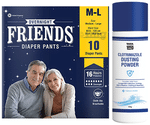 Combo Pack of Friends Overnight Adult Diaper Pants M-L (10) & Tata 1mg Antifungal Dusting Powder (100gm)