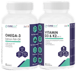 CURESEA Lifesciences Combo Pack of Omega-3 Salmon Fish Oil & Vitamin D3 & K2 MK-7