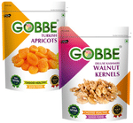 Combo Pack of Gobbe Turkish Apricots & Deluxe Kashmiri Walnut Kernels (200gm Each)