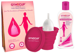 Gynocup Combo Pack of Menstrual Cup for Women (Large), Menstrual Cup Sterilizer Container & Women Natural Intimate Wash (100ml) Transparent