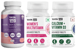 Combo Pack of Tata 1mg Women's Multivitamin Advanced Tablet (60) ,Calcium + Vitamin D3 Advanced Tablets (60) & Hair, Skin & Nails Supreme Capsule (60)