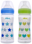 Chicco Bipack WellBeing Feeding Bottle Blue and Green Pack of 2