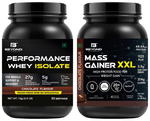 Beyond Fitness Combo Pack of Performance Whey Isolate Protein Powder (1kg) & Mass Gainer XXL Powder (1kg) Chocolate