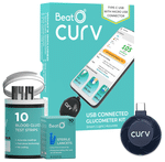 BeatO CURV Smartphone Glucometer | Sugar Test Machine Type-C USB | Diabetes Monitoring Devices | Blood Glucose Monitors with 10 Strips & 10 Lancets