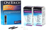 Combo Pack of OneTouch Ultra Test Strip 1 Box (50 Each) & OneTouch Ultrasoft Lancets 2 Box (25 Each)