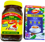 Dabur Honey 100% Pure | World’S No.1 Honey Brand With No Sugar Adulteration with Vedic Tea 100gm Free