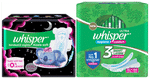 Combo Pack of Whisper Ultra Clean with Herbal Oil Sanitary Pads XL+ (50 Each) & Whisper Bindazzz Nights Koala Soft Pads XXXL+ (8 Each)
