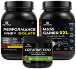 Beyond Fitness Combo Pack of Performance Whey Isolate 2.2lbs with 27g Protein (1kg)& Mass Gainer XXL 2.2lbs with Digezyme (1kg)& Creatine Pro  3g pure Creatine Monohydrate(1kg)