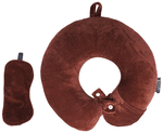 Fairbizps Travel Pillow with Sleeping Eye mask Brown