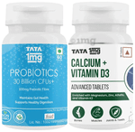 Combo Pack of Tata 1mg Calcium + Vitamin D3 Advanced Tablets & Probiotics 30 Billion CFUs+ Capsule (60 Each)