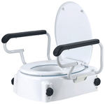 Entros SC7060H Premium Adjustable Commode Toilet Seat Raiser Elveator with Lift Padded Armests