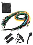 DEE Sons Rubber Resistance Exercise Bands with Door Anchor, Handles, Legs Ankle Straps & Waterproof Carry Bag Multicolor