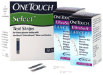 Combo Pack of OneTouch Select Test Strip 1 Box (50 Each) & OneTouch Ultrasoft Lancets 1 Box (25 Each)
