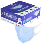 Care View 3 Dimensional Disposable Face Mask with 4 Layered Filtration and Soft Non-Woven Spandex Ear Loops Blue Box