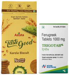 Azista Diabetic Combo of Tastegood Karela Biscuits (4) & Trigotab Tablets (60)
