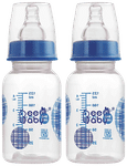 BeeBaby Basic Slim Neck Baby Feeding Bottle with Anti-Colic Silicone Nipple 4 Months + (125ml Each) Blue