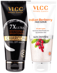 Combo Pack of VLCC Charcoal Peel Off Mask 7X Ultra Whitening & Brightening (100gm) & Indian Berberry Face Scrub (80gm)