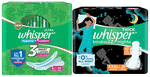 Combo Pack of Whisper Ultra Clean with Herbal Oil Sanitary Pads XL+ (50 Each) & Whisper Bindazzz Nights Pads XXXL (20 Each)