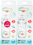 Bubbles PP Wide Neck BPA Free Feeding Bottle (260ml Each) Green 6 Months +