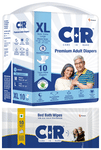 Combo Pack of Premium Adult Unisex Diaper with Aloe Vera XL (10) & Bed bath Wipe (10)