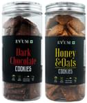 Evum Combo Pack of Dark Chocolate Cookie 170gm and Honey & Oats Cookie 180gm