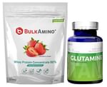 Advance Nutratech Combo of BulkAmino Whey Protein Concentrate 80% Strawberry Cream 500gm and Glutamine Supplement Powder 100gm Unflavoured