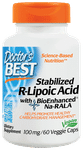 Doctor's Best Stabilized R-Lipoic Acid 100mg Veggie Capsule | For Healthy Blood Sugar Levels