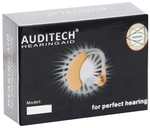 Auditech Silver Sound Enhancement Amplifier for Both Ears Behind the Ear Hearing Aid with 6 Made in Germany Batteries Beige