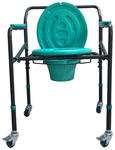 Amerey Folding Commode Chair Powder Coated with Metal Wheels