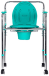 Amerey Folding Commode Chair Stainless Steel with Plastic Wheels