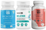 Combo Pack of Tata 1mg Multivitamin Supreme Capsule (60), Melatonin 10mg Advance Capsule (30) & Probiotics 30 Billion CFUs+ Capsule (60)