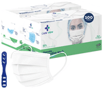 Care View CV2992 Sitra Approved 3 Ply Colored Disposable Surgical Mask with Built in Metal Nose Pin and 1 Melt Blown Layer (50 Each) White