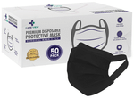 Care View 3 Ply Premium Disposable Protective Surgical Face Mask with Ear Loops Black