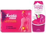 Combo Pack of Clean & Dry Feminine Intimate Wash (90ml) and Saridon Woman Tablet (5)